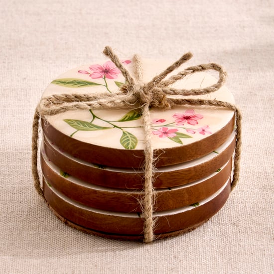 Royal Garden Set of 4 Mango Wood Floral Print Coasters