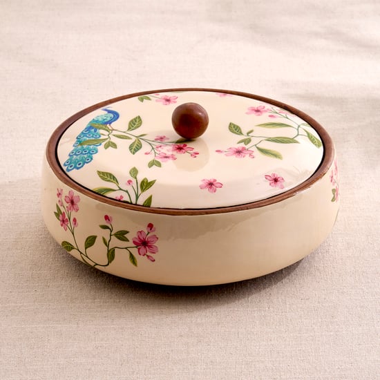 Royal Garden Mango Wood Printed Roti Box with Lid