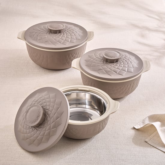 Elegance Set of 3 Polypropylene Embossed Casseroles with Lids