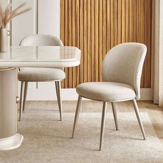 Inara Set of 2 Fabric Dining Chairs - Cream