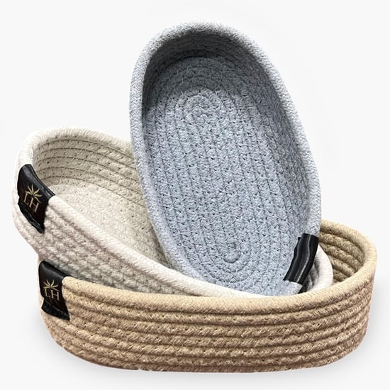 LUXE HOME Set of 3 Cotton Storage Baskets