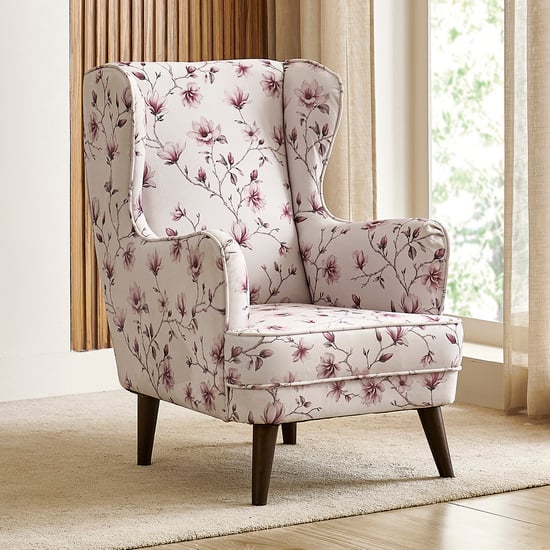 Garnet Fabric Wing Chair - Off White