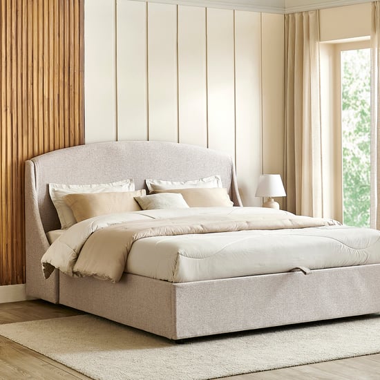 Cashmere Logan Queen Bed with Hydraulic Storage - Beige