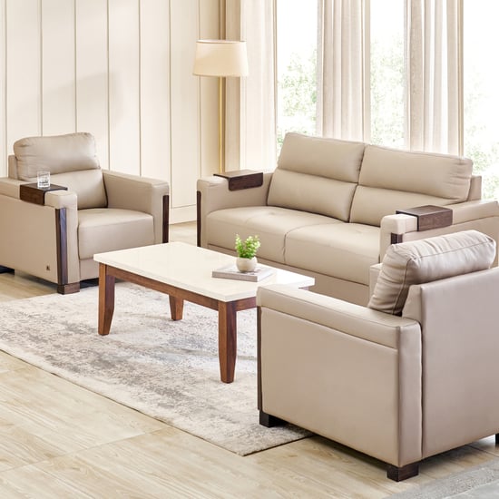 Colmar Half Leather 3+1+1 Seater Sofa Set - Taupe