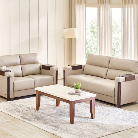 Colmar Half Leather 3+2 Seater Sofa Set - Taupe