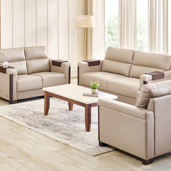Colmar Half Leather 3+2+1 Seater Sofa Set - Taupe