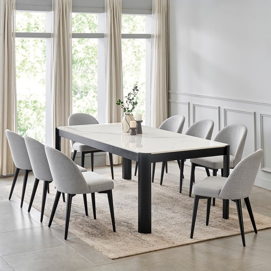 Norway Ceramic Top 8-Seater Dining Set with Chairs - White