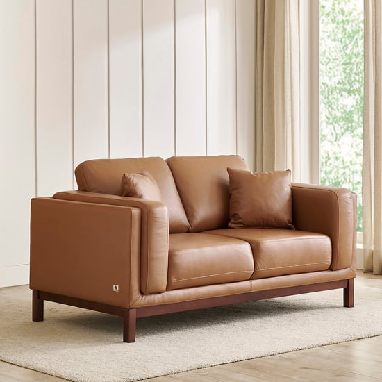 Lansbury NXT Half Leather 2-Seater Sofa with Cushions - Tan
