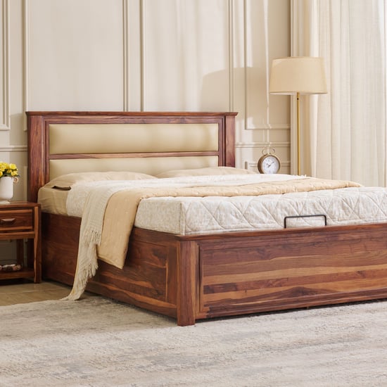 Adana Grand Taavi Queen Bed with Hydraulic Storage and Restofit Ultima 4+2 Inch Orthopedic Mattress