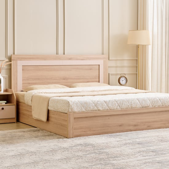Lexus Sahara King Bed with Hydraulic Storage and Restomax Elite 8-Inch Spring Mattress