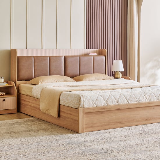 Lexus Savanna King Bed with Hydraulic Storage and Restomax Elite 8-Inch Spring Mattress