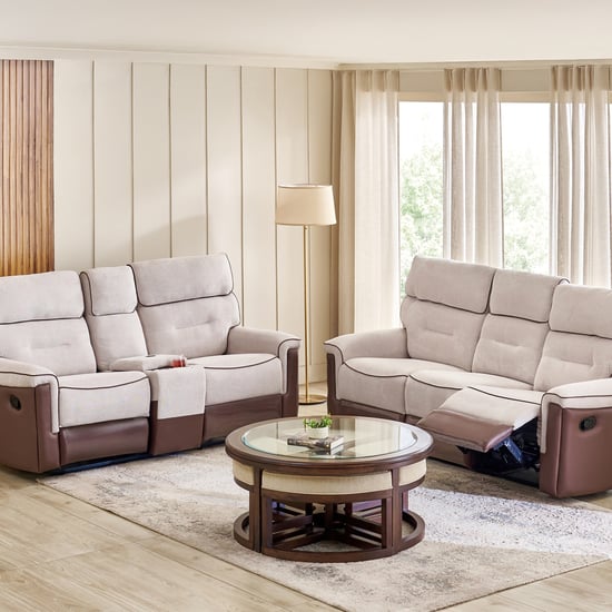 Albert NXT Fabric 3+2 Seater Manual Recliner Set - Brown
