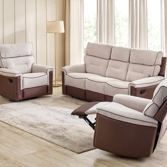 Albert NXT Fabric 3+1+1 Seater Manual Recliner Set - Brown