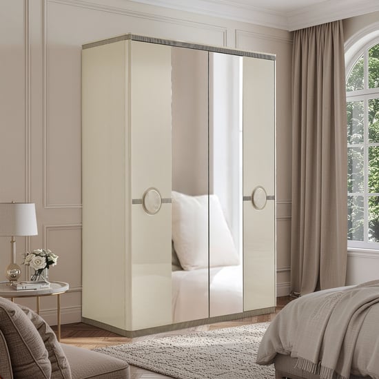 Inara 4-Door Wardrobe with Mirrors - Cream