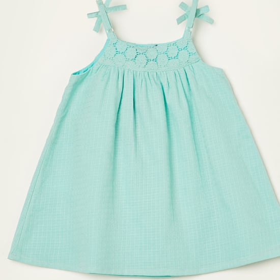 JUNIORS Girls Checked A-line Dress | Green