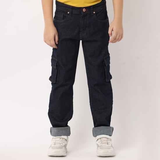LEE COOPER JUNIORS Boys Darkwashed Regular Fit Cargo Jeans