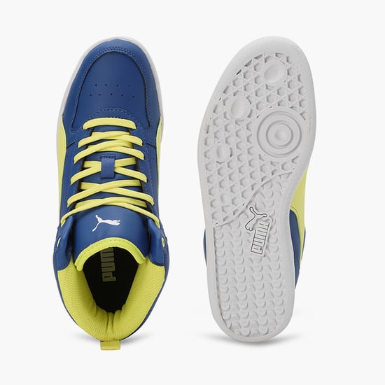 PUMA Pluto Boys Colourblocked High-Top Sneakers Blue