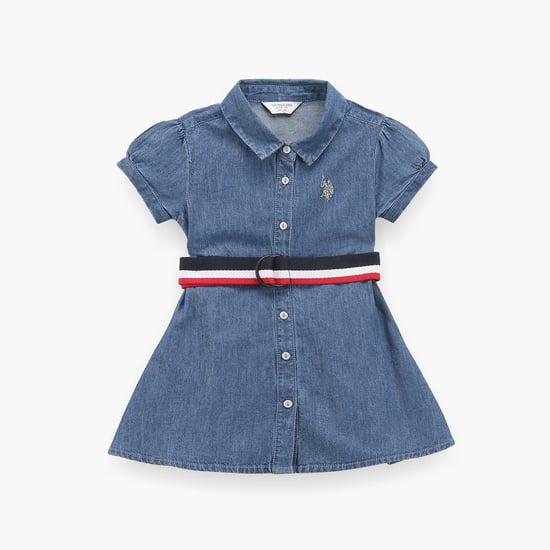 POLO KIDS Girls Denim Shirt Dress with Belt
