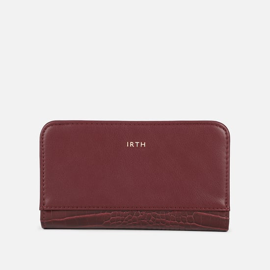 IRTH Women Textured Zip-Around Wallet