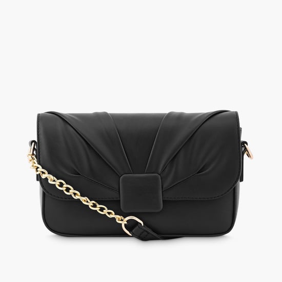 FASTRACK Women Pleated Sling Bag Black