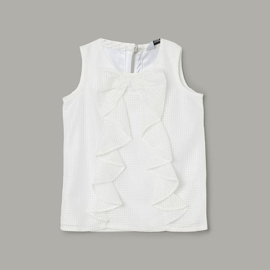 FAME FOREVER Girls Net Ruffled Sleeveless Top
