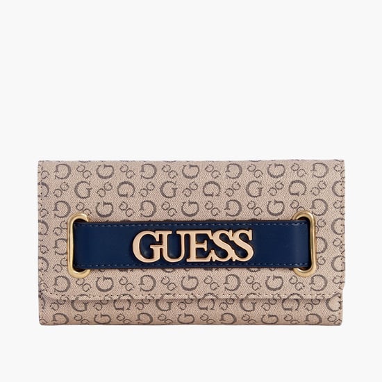 GUESS Logo Print Tri-Fold Wallet