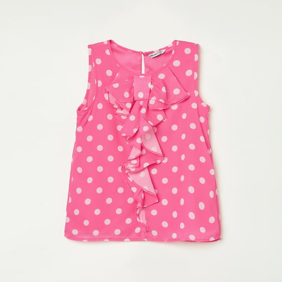 FAME FOREVER Girls Polka-Dot Printed Top