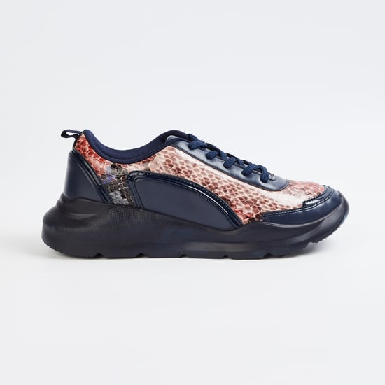 CATWALK Snakeskin Patterned Lace-Up Sneakers