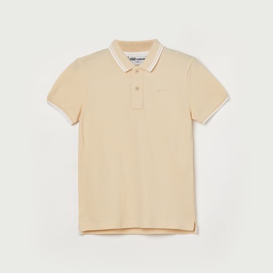 FAME FOREVER Contrast Trim Polo T-shirt