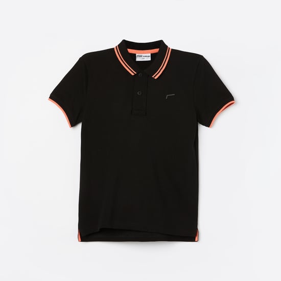 FAME FOREVER Contrast Trim Polo T-shirt