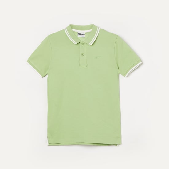 FAME FOREVER Contrast Trim Polo T-shirt