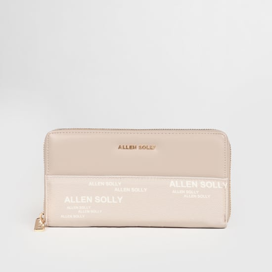 ALLEN SOLLY Women Printed Zip Around Wallet Beige