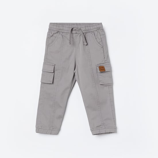 JUNIORS Boys Solid Jogger Trousers with Cargo Pockets