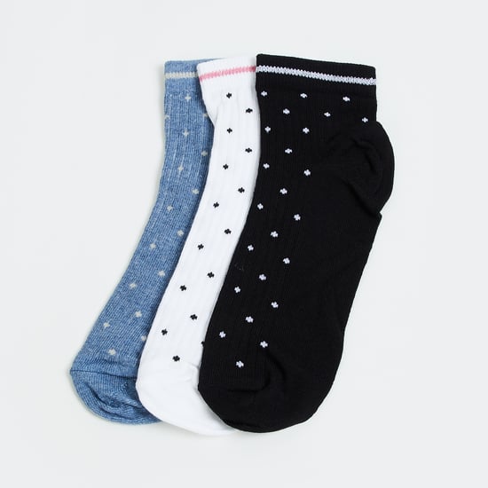 FAME FOREVER Girls Knitted Ankle-Length Socks - Pack of 3
