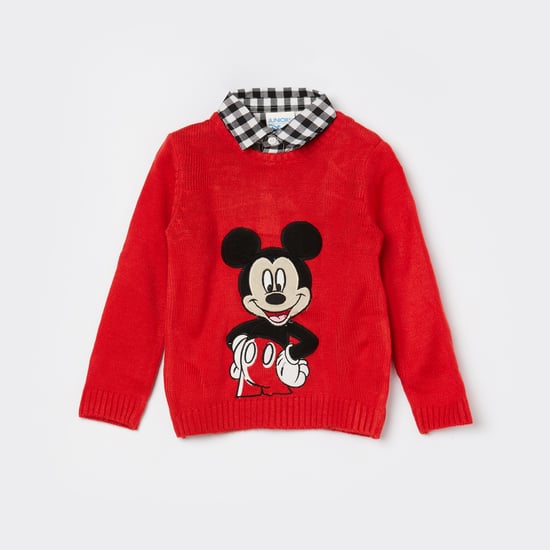 JUNIORS Mickey Mouse Appliqued Sweater