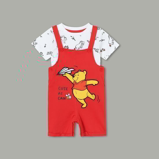 JUNIORS Winnie the Pooh Applique Dungaree with T-shirt