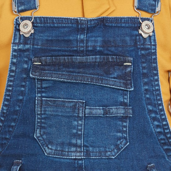 PEPPERMINT Girls Rinsed Denim Dungaree Dress with Top