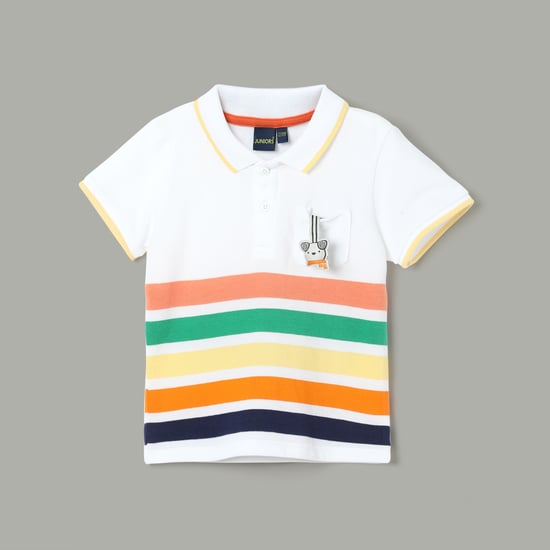 JUNIORS Boys Striped Polo T-shirt