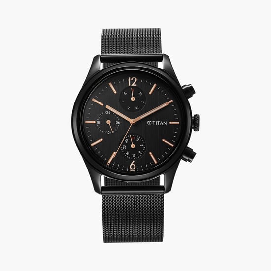 Titan black steel watch sale