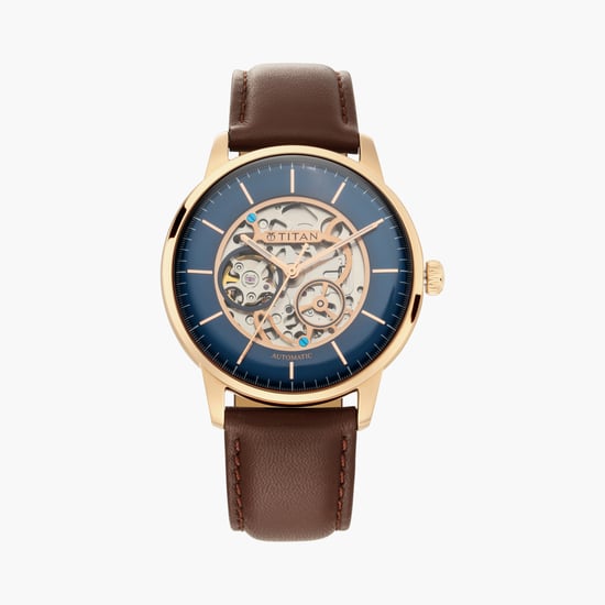 TITAN Automatics Men Mechanical Watch with Leather Strap - NS90110WL02