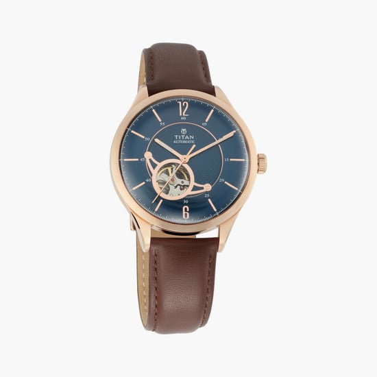 TITAN Men Leather Strap Automatic Watch - NS90111WL01