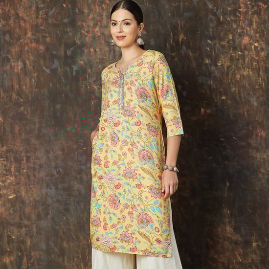 MELANGE Floral Print Straight Kurta