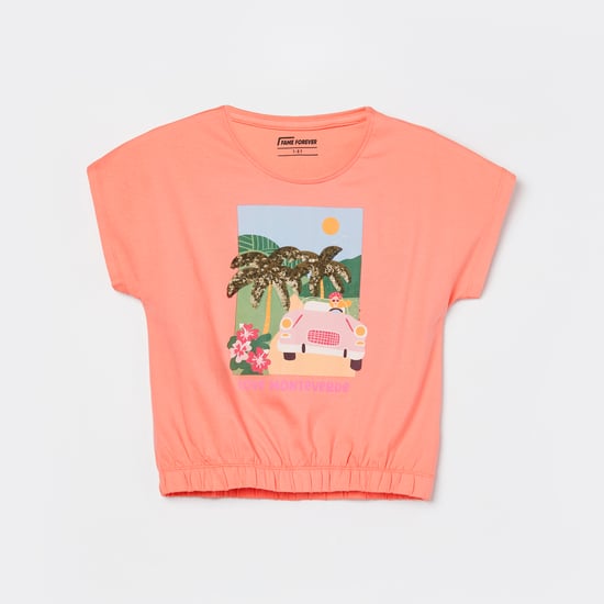 FAME FOREVER Graphic Print Top