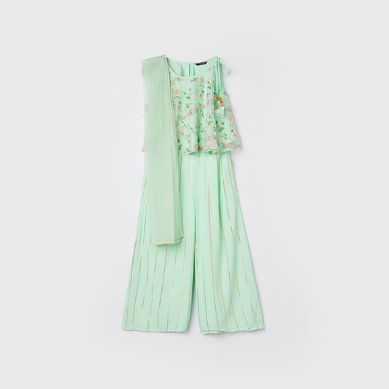 MELANGE Embroidered Top with Palazzos