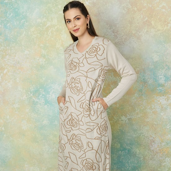 MELANGE Patterned Knit Winter Straight Kurta