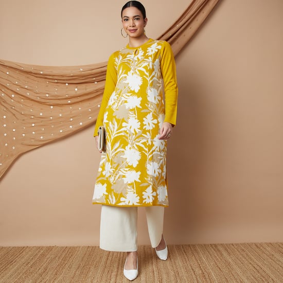 MELANGE Jacquard Winter Straight Kurta