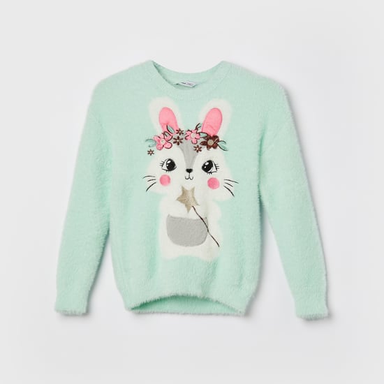 JUNIORS Bunny Print Sweater
