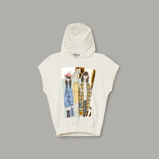 FAME FOREVER Graphic Print Hooded T-shirt
