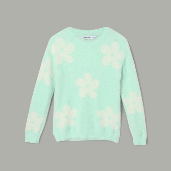 FAME FOREVER Floral Knitted Sweater