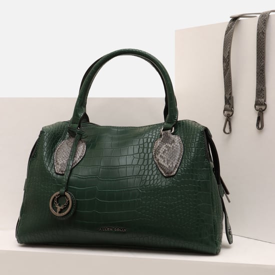 ALLEN SOLLY Women Croc-Textured Handheld Bag | Green
